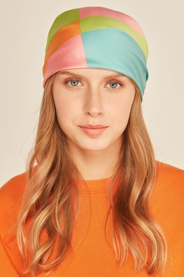 Cok Renkli Saten Bandana Fular toptan