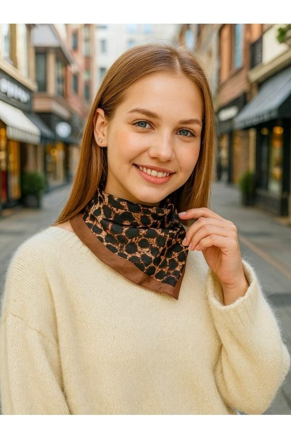 Leopar Desenli Bandana Fular toptan