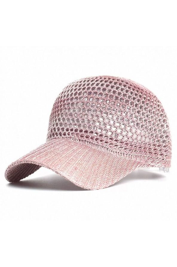 Örgü İpli Pembe Kep toptan