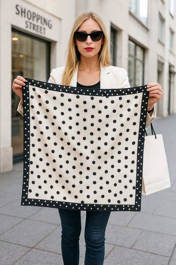 Puantiye Desenli Bandana Fular toptan