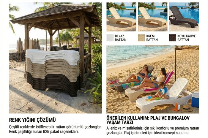 Şezlong BEGONVİL — Rattan Görünümlü • toptan