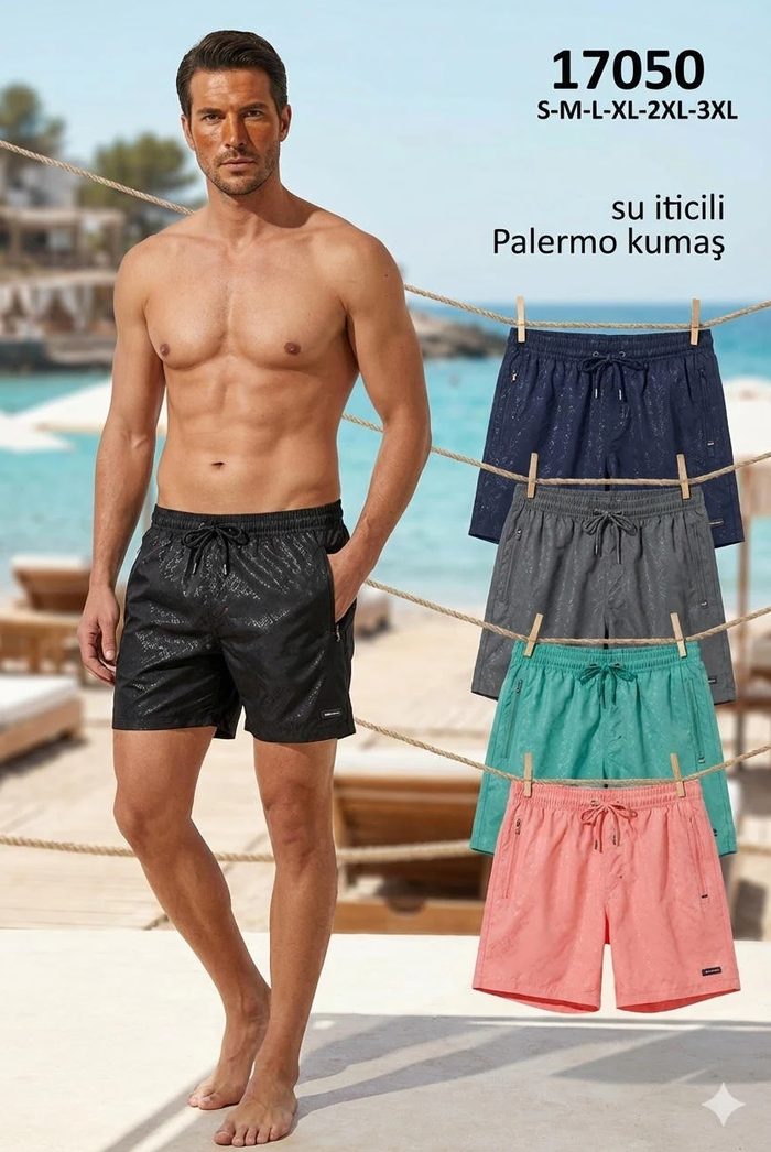 Su İticili Palermo Deniz Şortu Siyah/Lacivert/Antrasit/Yeşil/Somon toptan