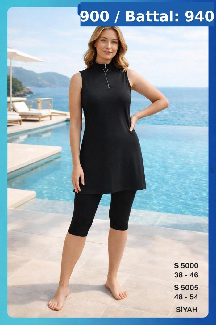 Yarı Tesettür Mayo S5000 Siyah toptan