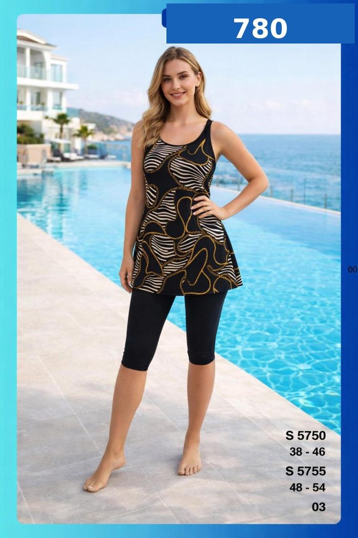 Yarı Tesettür Mayo S5755 Siyah toptan