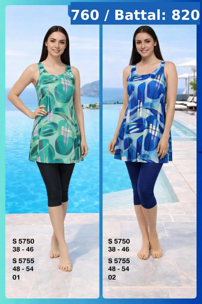Yarı Tesettür Mayo S5755 Yesil toptan