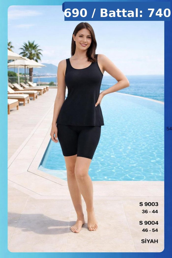 Yarı Tesettür Mayo S9004 Siyah toptan